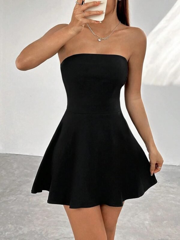 TIVANTE Solid Tube Sleeveless Fit & Flare Mini Dress for Women