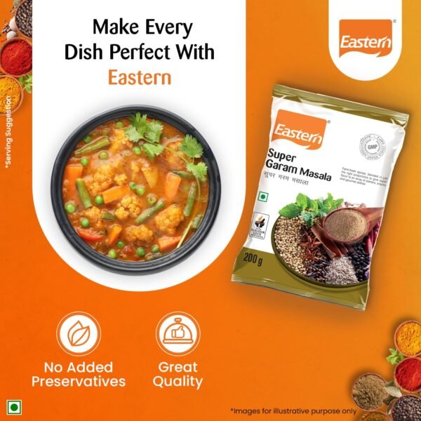 Eastern Super Garam Masala Powder | No Added Preservatives | Prepare Vegetables, Meat, Egg, Biryani, Peas, Ghee Rice, Samosa & Chana Curries at Home | 200g