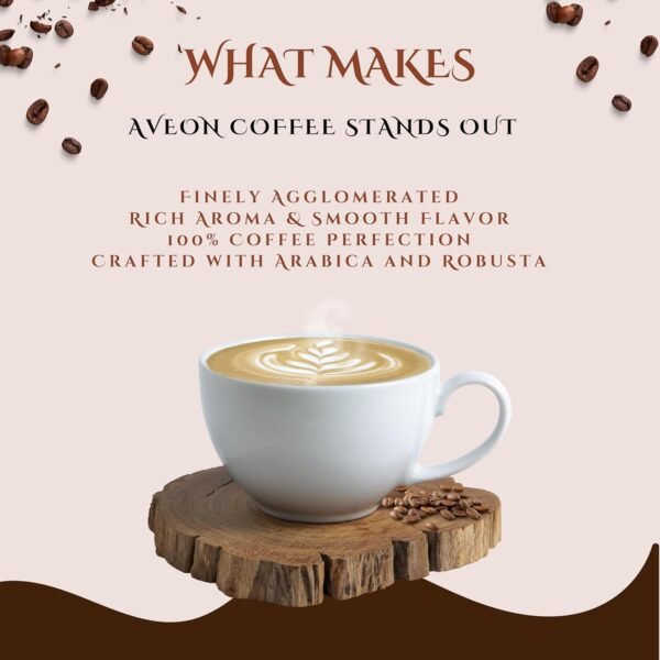 Aveon Café Premium Instant Coffee - 100g Jar | Finely Agglomerated Blend for Rich Aroma & Smooth Flavor | Crafted with Arabica and Robusta | 100% Coffee Perfection - 100g