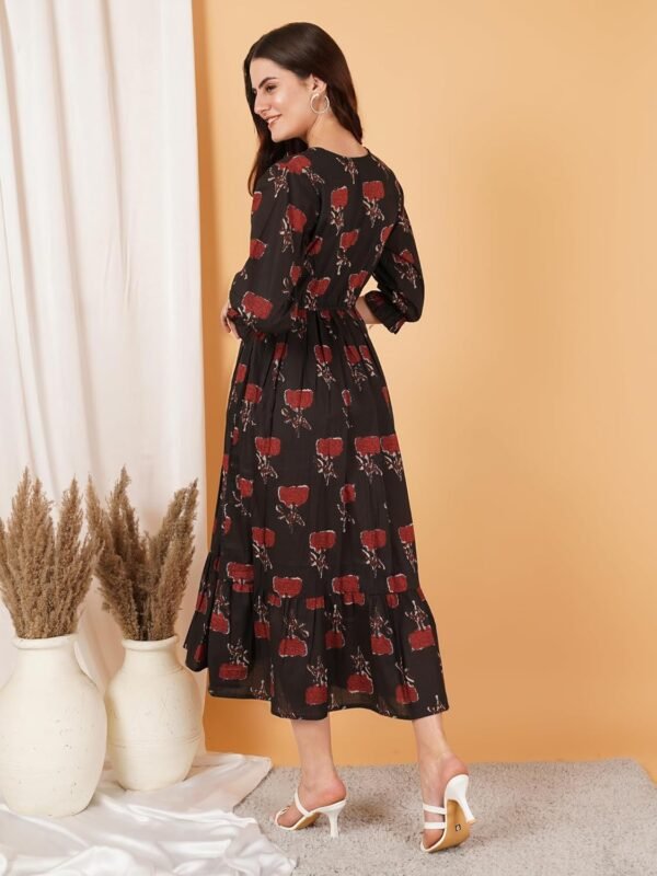COTLAND Fashions Jaipuri Cotton Printed A-Line Flared Dress for Women