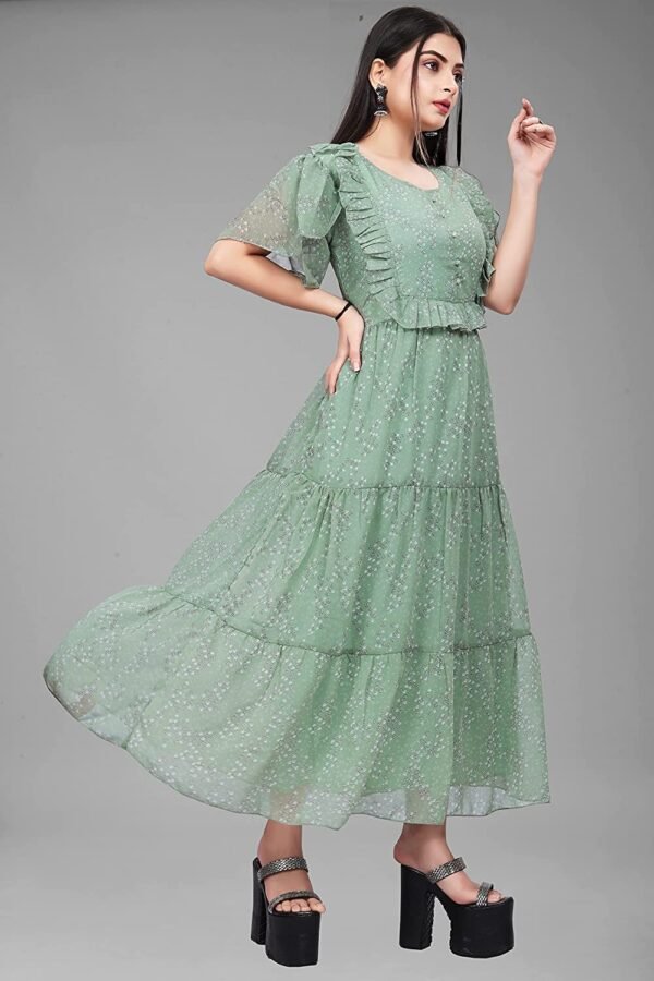 DHARESWAR ENTERPRISE Women's Georgette Maxi Dress Digital Floral Printed One Piece Western Long Gown Dresses for Women