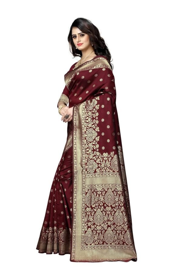 C J Enterprise Women's Kanjivaram Silk Sari Pure Banarasi Soft Silk Sarees With Blouse Piece For Wedding (Pari100-51)