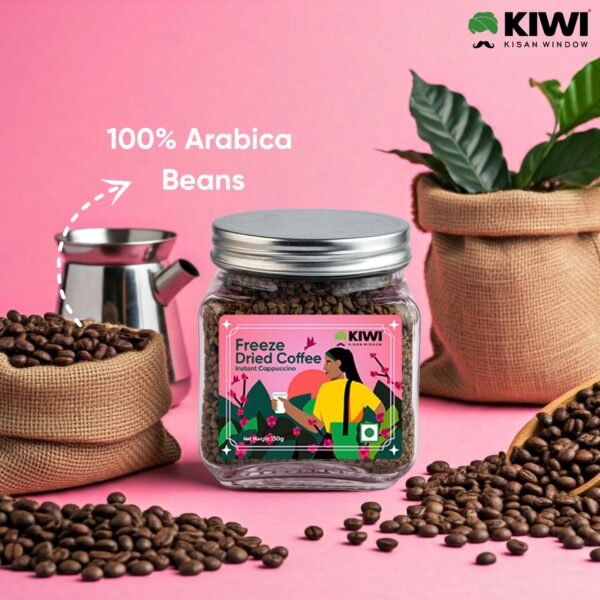 KIWI ( Kisan Window) Freeze Dried Coffee- 150g | 100% Arabica Coffee | Premium Arabica Coffee Blend | For Flavour Rich Cappuccino & Intense Espresso | Instant Arabica Coffee | Aromatic & Flavour Rich Arabica Coffee |- 150g