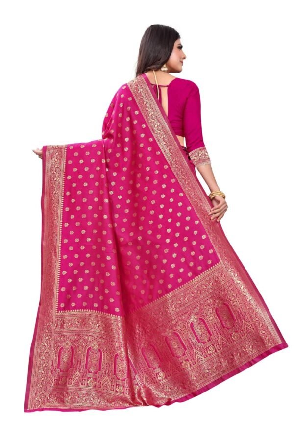 C J Enterprise Women's Pure Kanjivaram Silk Saree Banarasi Soft Sari With Blouse Piece for Wedding (Pari124-11) (Rani Pink)