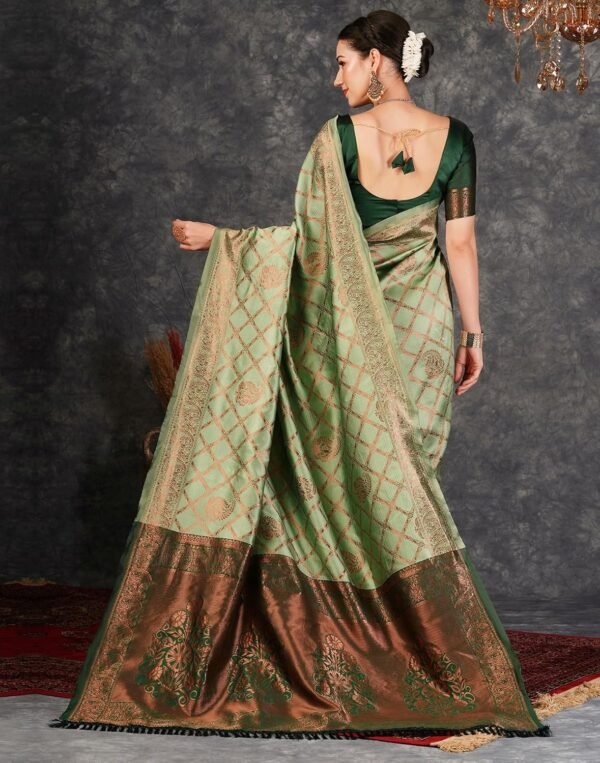 SIRIL Women's Banarasi Jacquard Soft Kanjeevaram Saree With Unstitched Blouse Piece
