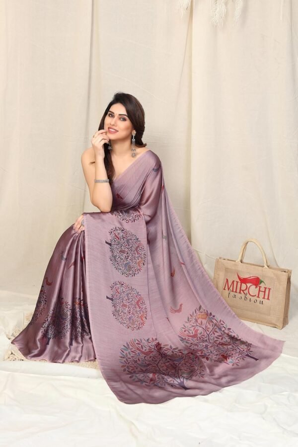 MIRCHI FASHION Women's Fancy Chiffon Madhubani Printed Saree with Blouse Piece