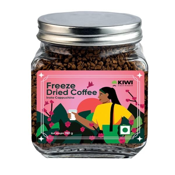KIWI ( Kisan Window) Freeze Dried Coffee- 150g | 100% Arabica Coffee | Premium Arabica Coffee Blend | For Flavour Rich Cappuccino & Intense Espresso | Instant Arabica Coffee | Aromatic & Flavour Rich Arabica Coffee |- 150g