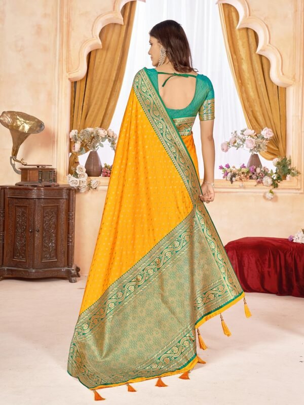 Mehrang Women's Pure Kanjivaram Silk Saree Banarasi Silk Wedding Sarees for Women with Blouse Piece