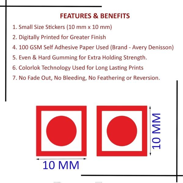 PG Creations Non Veg Stickers for Food, Extra Small Size 10x10 mm Paper Labels, Red, 15000 Stickers