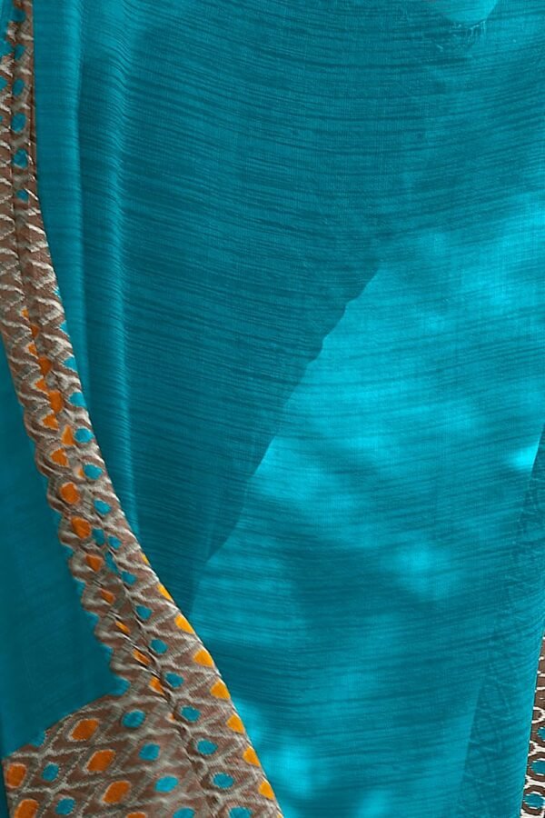 MIRCHI FASHION Women's Stylish Chiffon Contrast Border-Pallu Printed Saree with Blouse Piece