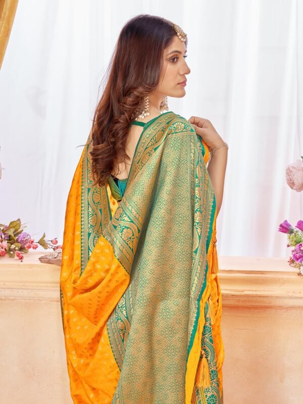 Mehrang Women's Pure Kanjivaram Silk Saree Banarasi Silk Wedding Sarees for Women with Blouse Piece