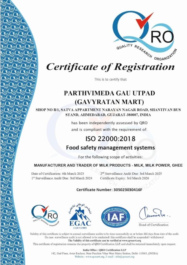 GAVYRATAN 100% Pure Tharparkar A2 Cow Ghee: Made Using Traditional Bilona Method in Glass Jar - Non GMO and Organic (Pack of 1 500 gm)