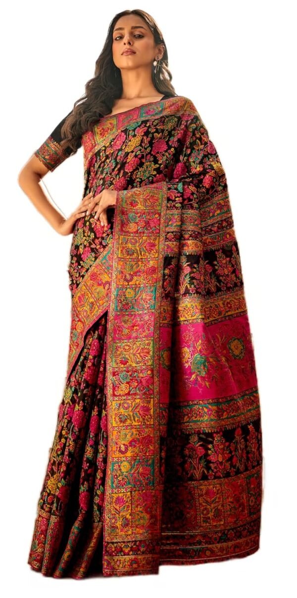 SWORNOF Women's kanjivaram banarasi silk saree for Patola festival Wedding silk with rich pallu Design sarees for women with blouse piece