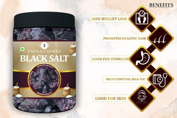 Farm & Farmers Black Salt Whole/Kala Namak, 400 gm