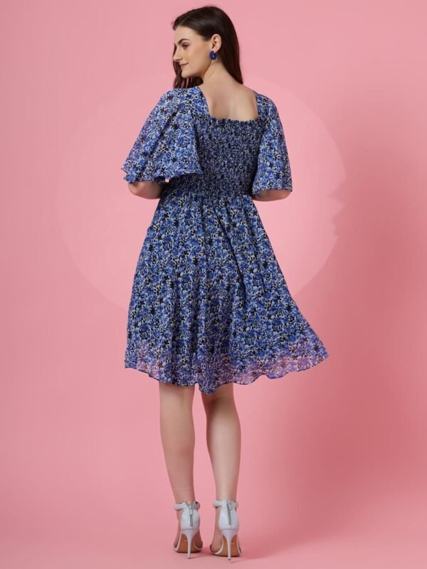 Sheetal Associates Women's Fit and Flare Polka Print Georgette Flared Sleeve Casual Dress