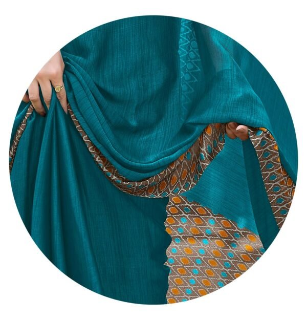 MIRCHI FASHION Women's Stylish Chiffon Contrast Border-Pallu Printed Saree with Blouse Piece