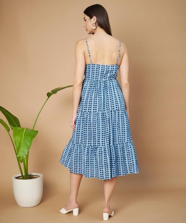 COTLAND Fashions Breathable Cotton Printed A-Line Midi Dress for Women