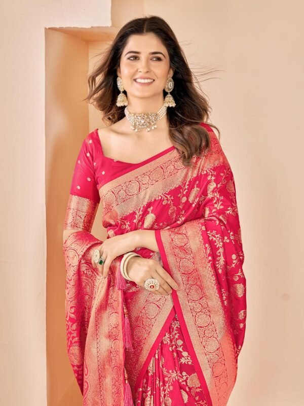 Mehrang Cotton Banarasi Silk Saree for Women With Unstitched Blouse Piece