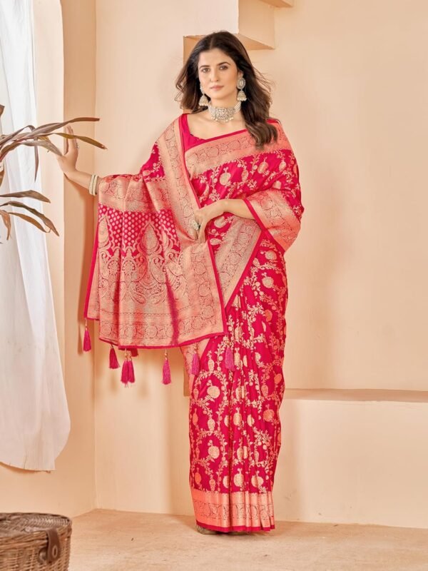 Mehrang Cotton Banarasi Silk Saree for Women With Unstitched Blouse Piece