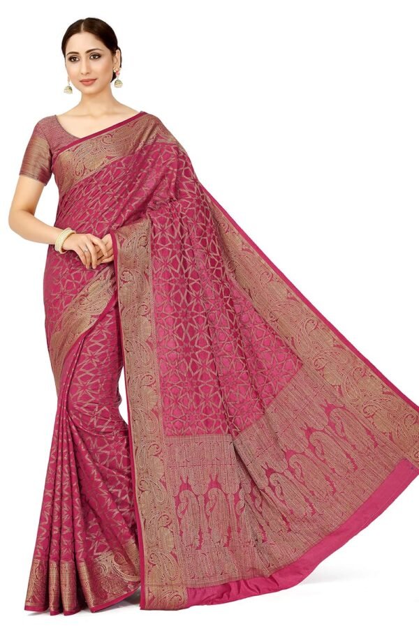 MIMOSA Women Patola Style Art Silk Saree Color : Pink (4574-2526-Sd-Gajj)