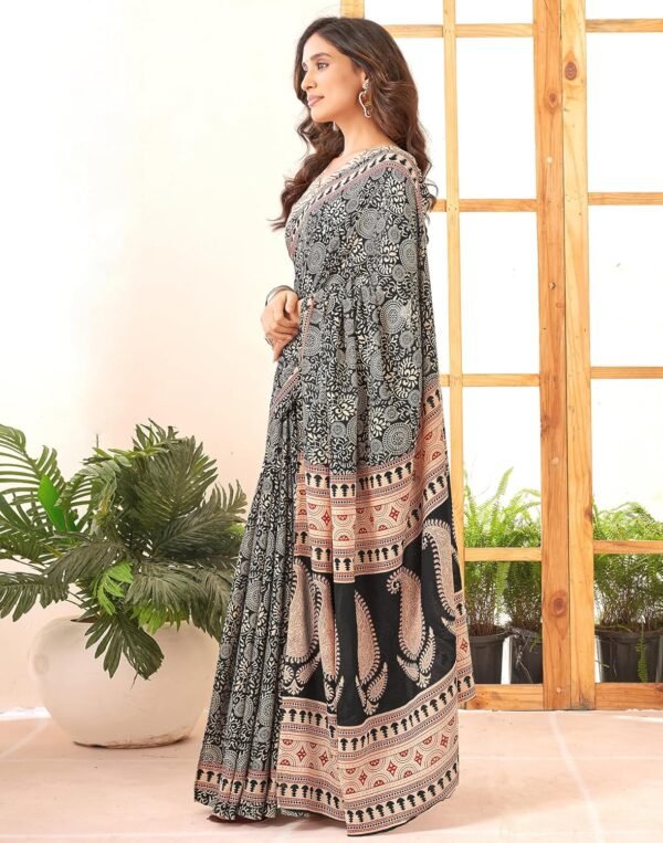 SIRIL Women's Pure Cotton Printed Saree With Unstitched Blouse Piece