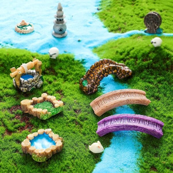 HASTHIP ® Miniature Garden Bridge Figurines Mini Resin Lighthouse Water Well Fairy Garden Accessories (White, 12 Pieces, Free Size)